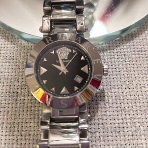 Versace Black Dial Watch Stainless Steel